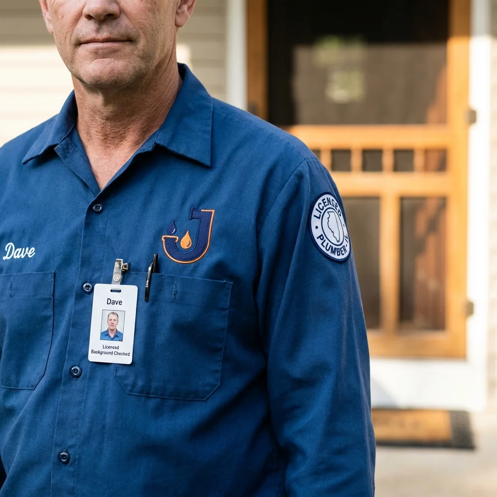 Licensed plumber showing ID badge in Cle Elum, WA