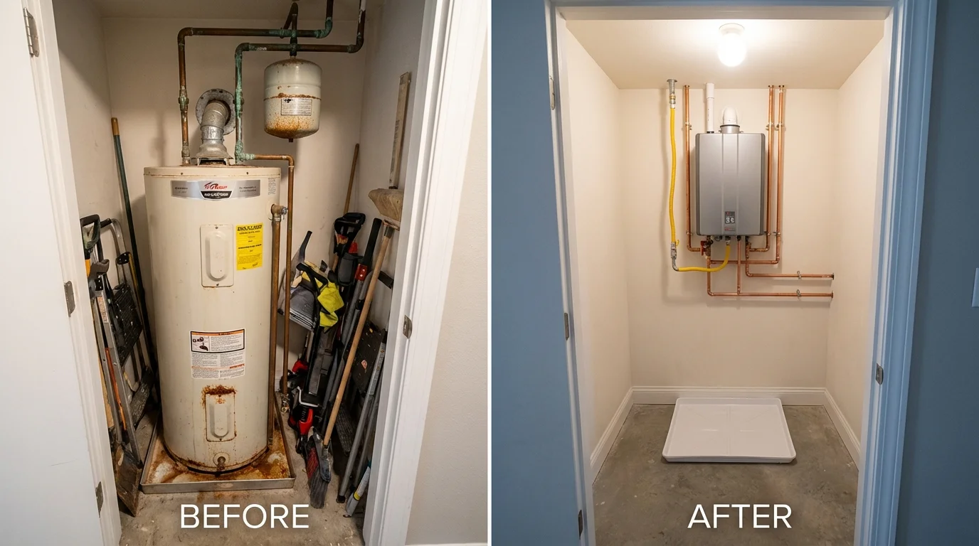 Tank water heater versus wall-mounted tankless unit comparison for Cle Elum, WA homeowners