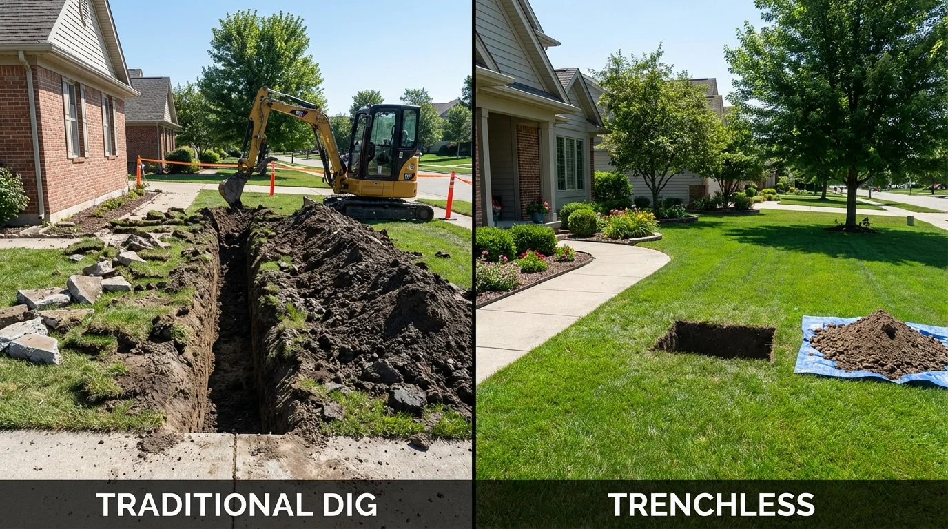 Trenchless sewer repair with minimal yard damage versus traditional excavation in Cle Elum, WA